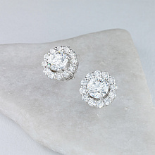 Пусеты из белого золота c бриллиантами