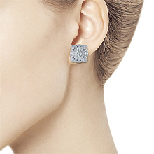 Пусеты из белого золота c бриллиантами