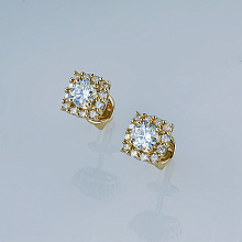 Пусеты из желтого золота c бриллиантами выращенными