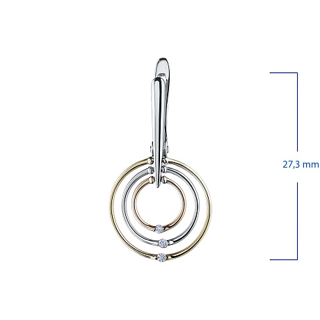 Серьги из комбинированного золота с бриллиантами