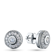 Пусеты из белого золота c бриллиантами