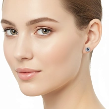 Пусеты из серебра с и сапфирами и бриллиантами