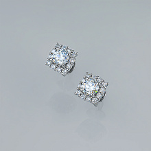 Пусеты из белого золота c бриллиантами