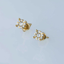 Пусеты из желтого золота c бриллиантами