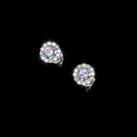 Пусеты из серебра с и танзанитами