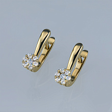 Серьги из желтого золота c бриллиантами
