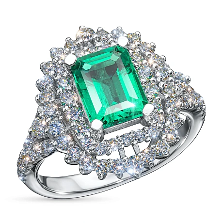 Кольцо из комбинированного золота с и изумрудом