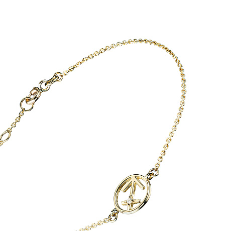 Браслет стрелец из желтого золота с бриллиантом