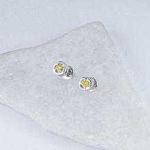 Пусеты из серебра с бриллиантом