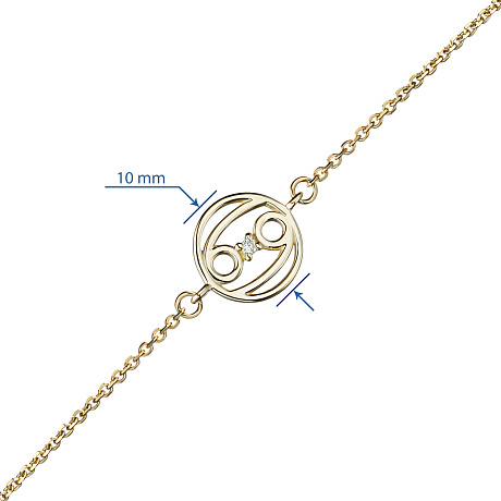 Браслет рак из желтого золота с бриллиантом