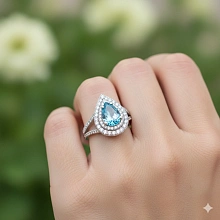 Кольцо из комбинированного золота с и топазом и бриллиантами