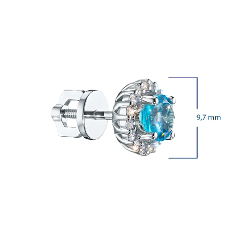 Пусеты из комбинированного золота с и топазами