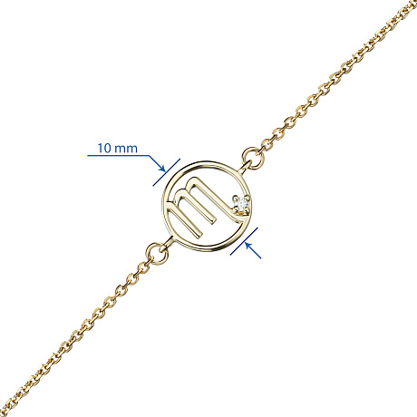 Браслет скорпион из желтого золота с бриллиантом