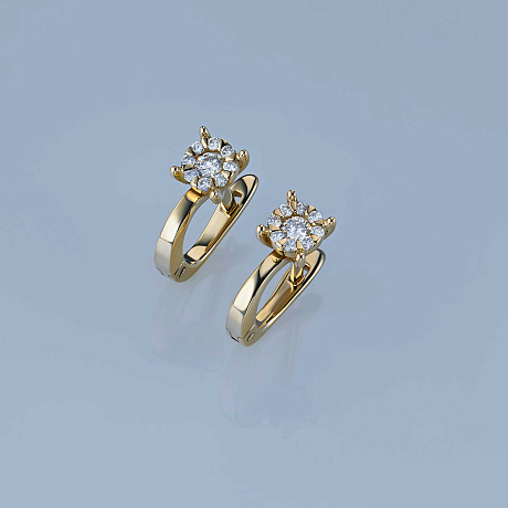 Серьги из желтого золота с бриллиантами