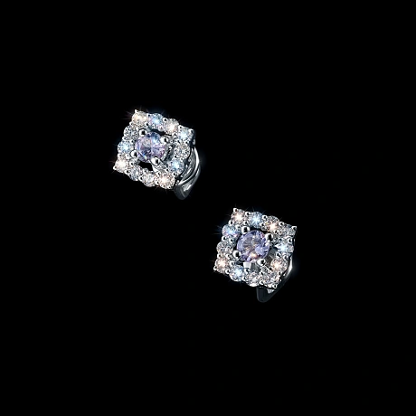 Пусеты из серебра с и танзанитами