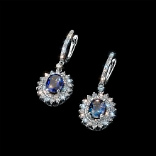 Серьги из комбинированного золота с и сапфирами и бриллиантами