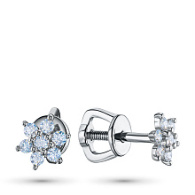 Пусеты из серебра c бриллиантами