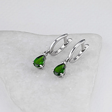 Серьги из серебра с хромдиопсидами