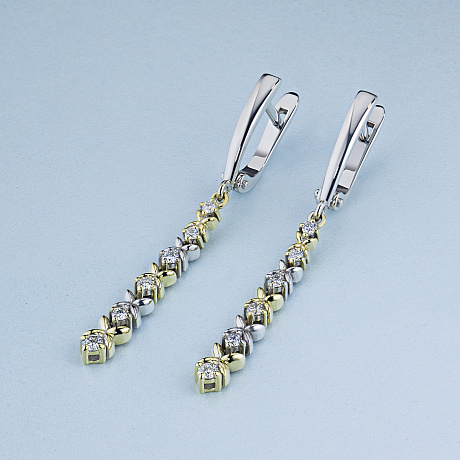 Серьги из комбинированного золота с бриллиантами