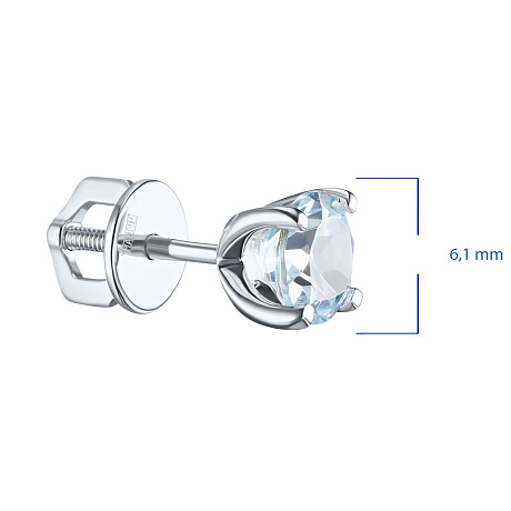 Пусеты из серебра с топазами