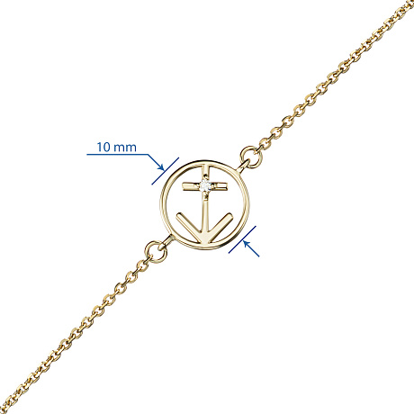 Браслет стрелец из желтого золота с бриллиантом