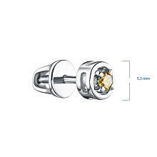 Пусеты из серебра с бриллиантом