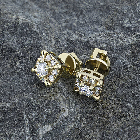 Пусеты из желтого золота с бриллиантами