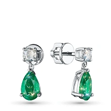 Пусеты из серебра с изумрудами и топазами и бриллиантами