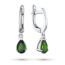 Серьги из серебра с хромдиопсидами