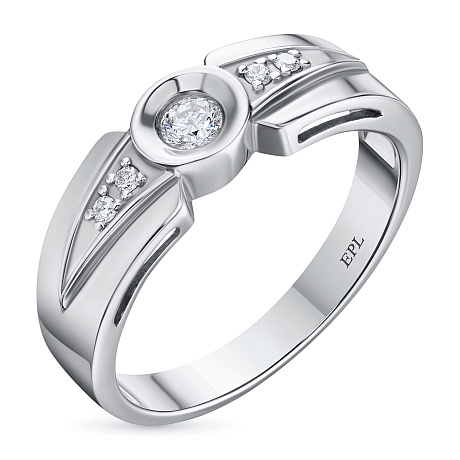 Классическое кольцо из белого золота с бриллиантами