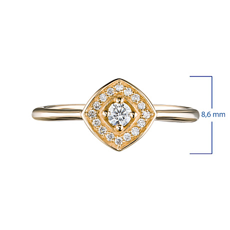 Классическое кольцо из желтого золота с бриллиантами