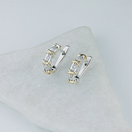 Серьги из комбинированного золота с бриллиантами