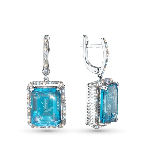 Серьги из комбинированного золота с и топазами