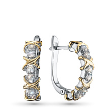 Серьги из комбинированного золота c бриллиантами