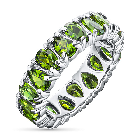 Кольцо из серебра с хромдиопсидами