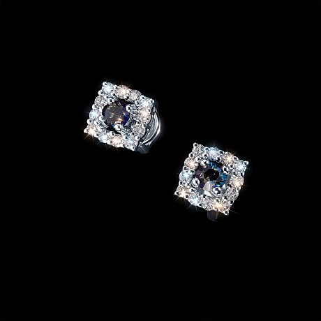 Пусеты из серебра с и сапфирами