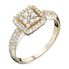 Классическое кольцо из желтого золота c бриллиантами