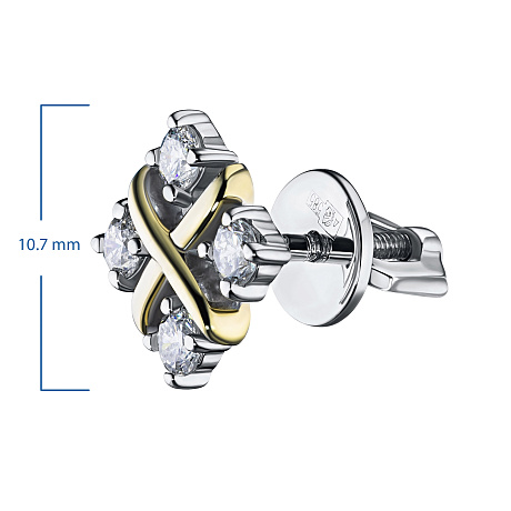 Пусеты из комбинированного золота