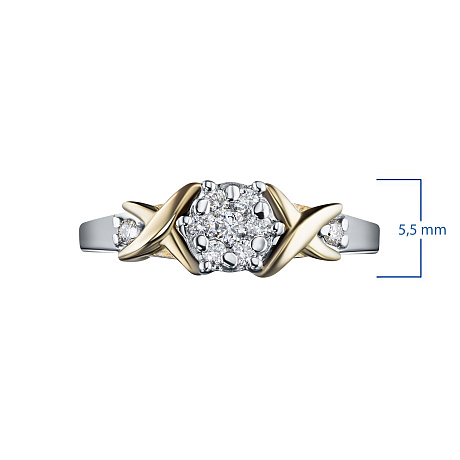 Кольцо из комбинированного золота с бриллиантами