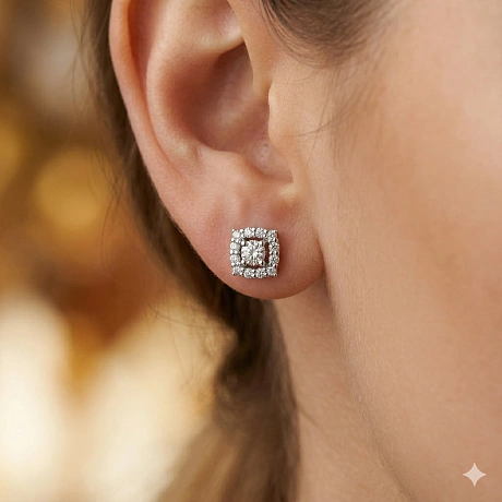 Пусеты из белого золота