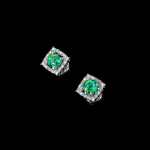 Пусеты из комбинированного золота с и изумрудами и бриллиантами