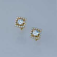 Пусеты из желтого золота c бриллиантами