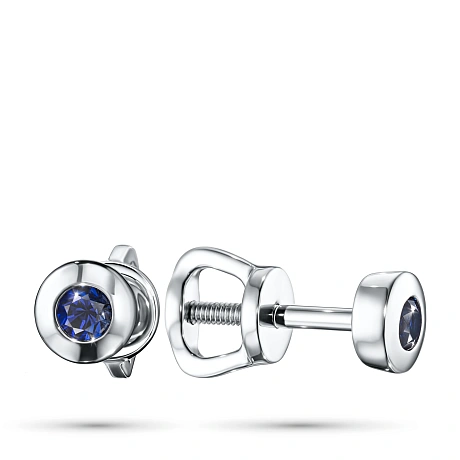 Пусеты из серебра с сапфирами