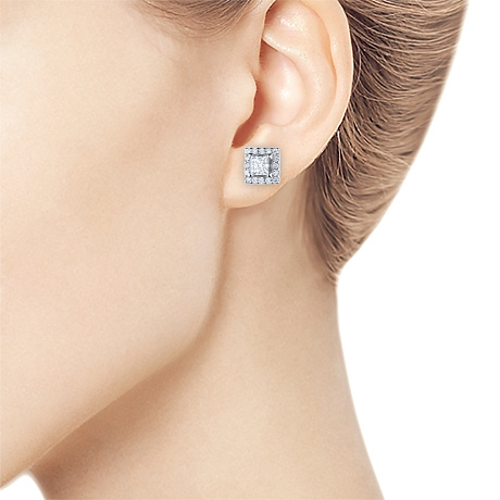 Пусеты из белого золота с бриллиантами