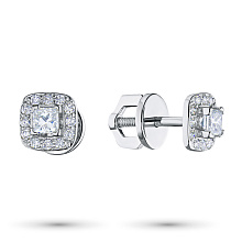 Пусеты из белого золота c бриллиантами