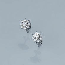 Пусеты из серебра c бриллиантами