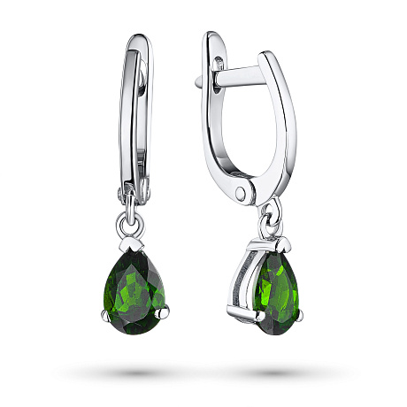 Серьги из серебра с хромдиопсидами