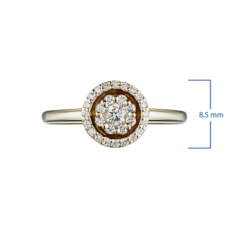 Классическое кольцо из желтого золота с бриллиантами