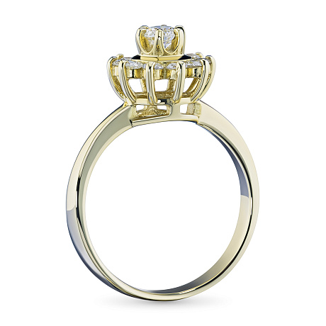 Классическое кольцо из желтого золота с бриллиантами