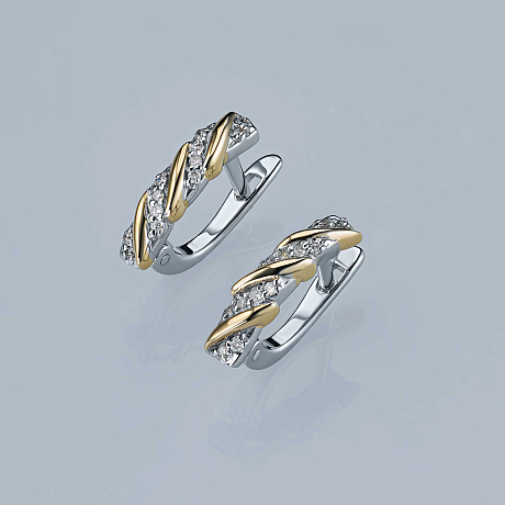 Серьги из комбинированного золота с бриллиантами